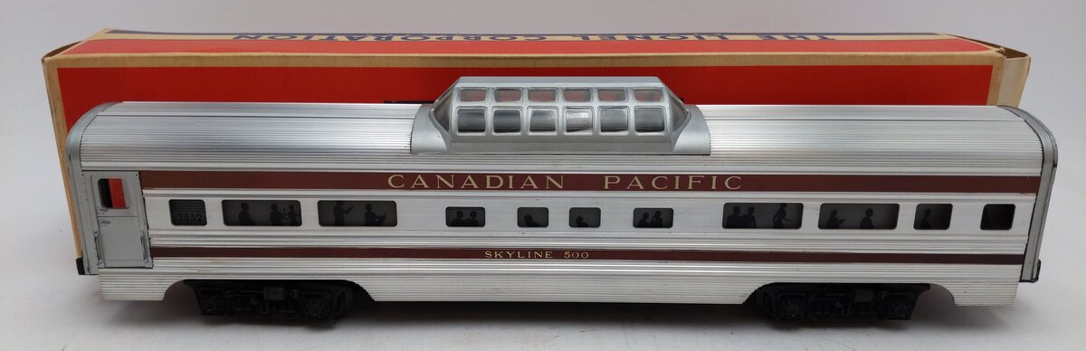 Lionel 2552 Vintage O Canadian Pacific Skyline 500 Aluminum Vista Dome Car EX/Box
