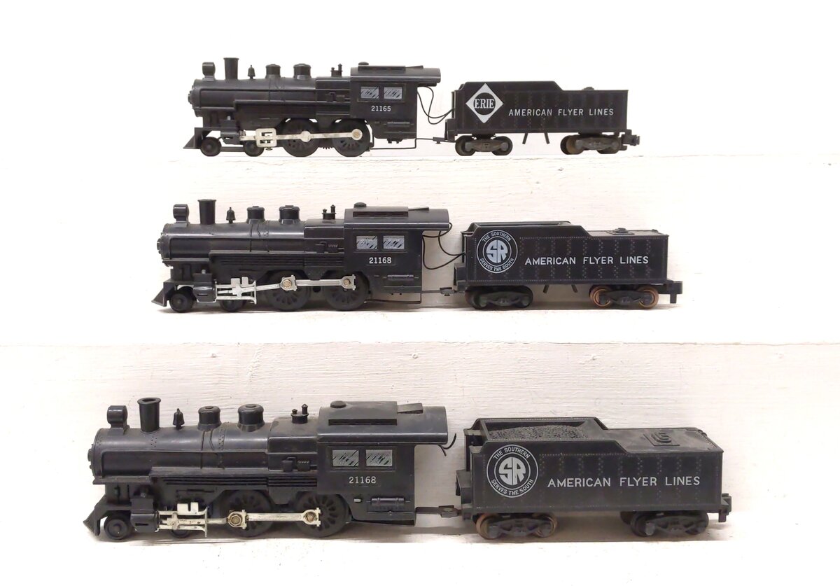 American Flyer Vintage S Gauge Steam Locomotives & Tenders: 21168, 21165 [3] VG