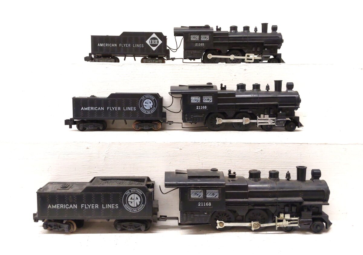American Flyer Vintage S Gauge Steam Locomotives & Tenders: 21168, 21165 [3] VG