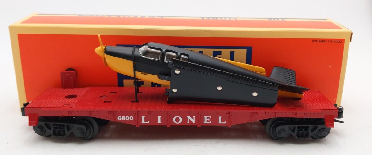 Lionel 6-19487 O Gauge PWC Flatcar w/Black & Yellow Airplane LN/Box