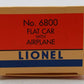Lionel 6-19487 O Gauge PWC Flatcar w/Black & Yellow Airplane LN/Box