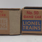 Lionel 50 Vintage O Motorized Gang Cars [2] EX/Box
