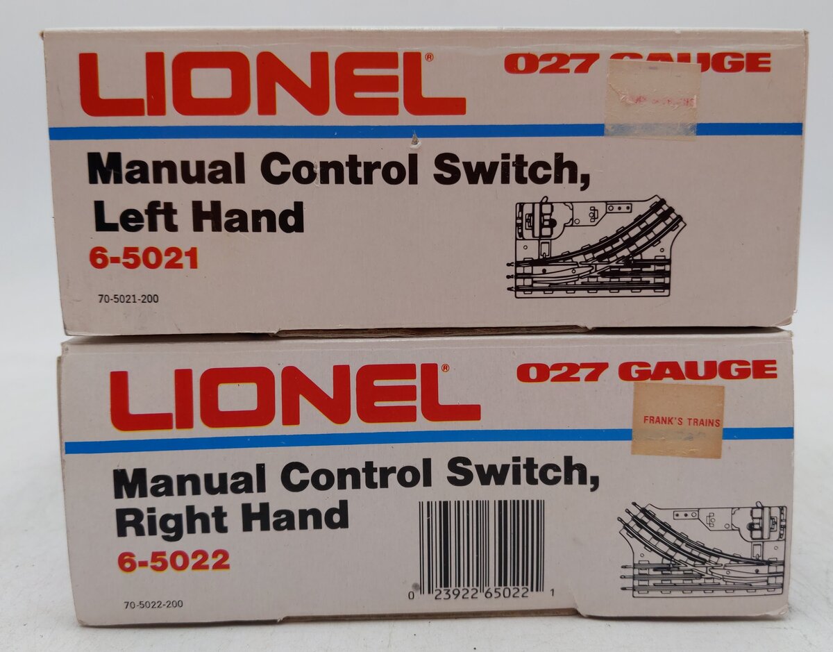 Lionel 6-5021/5022 O Gauge Left/Right Hand Manual Control Switch Set EX/Box