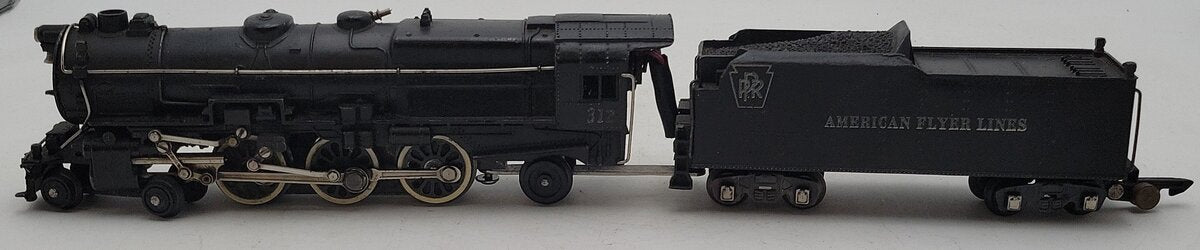 American Flyer 312 VIntage S PRR 4-6-2 Die-cast Steam Locomoive & Tender VG