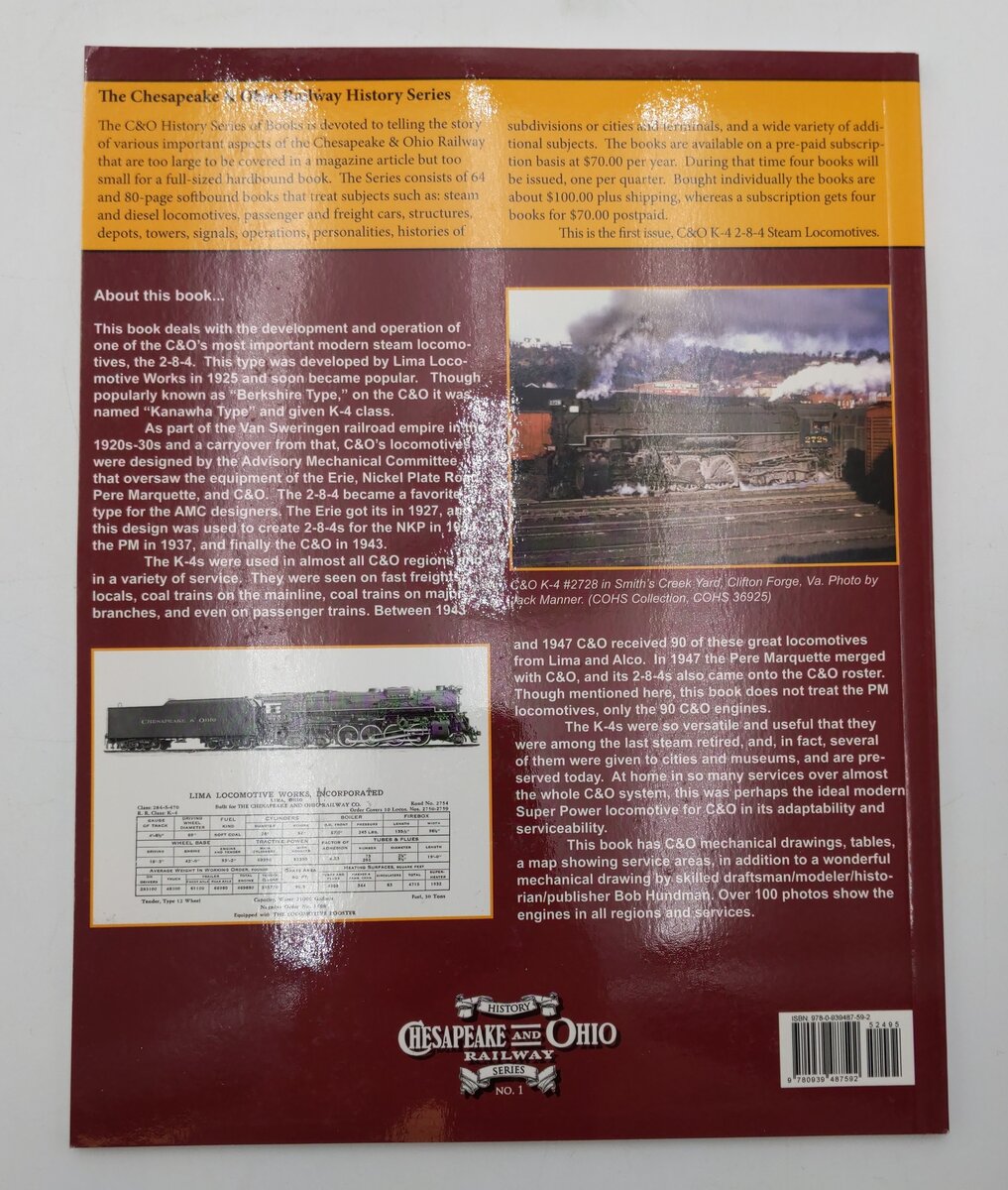 Chesapeake & Ohio K-4 Class 2-8-4 Steam Locomotives Paperback Book EX
