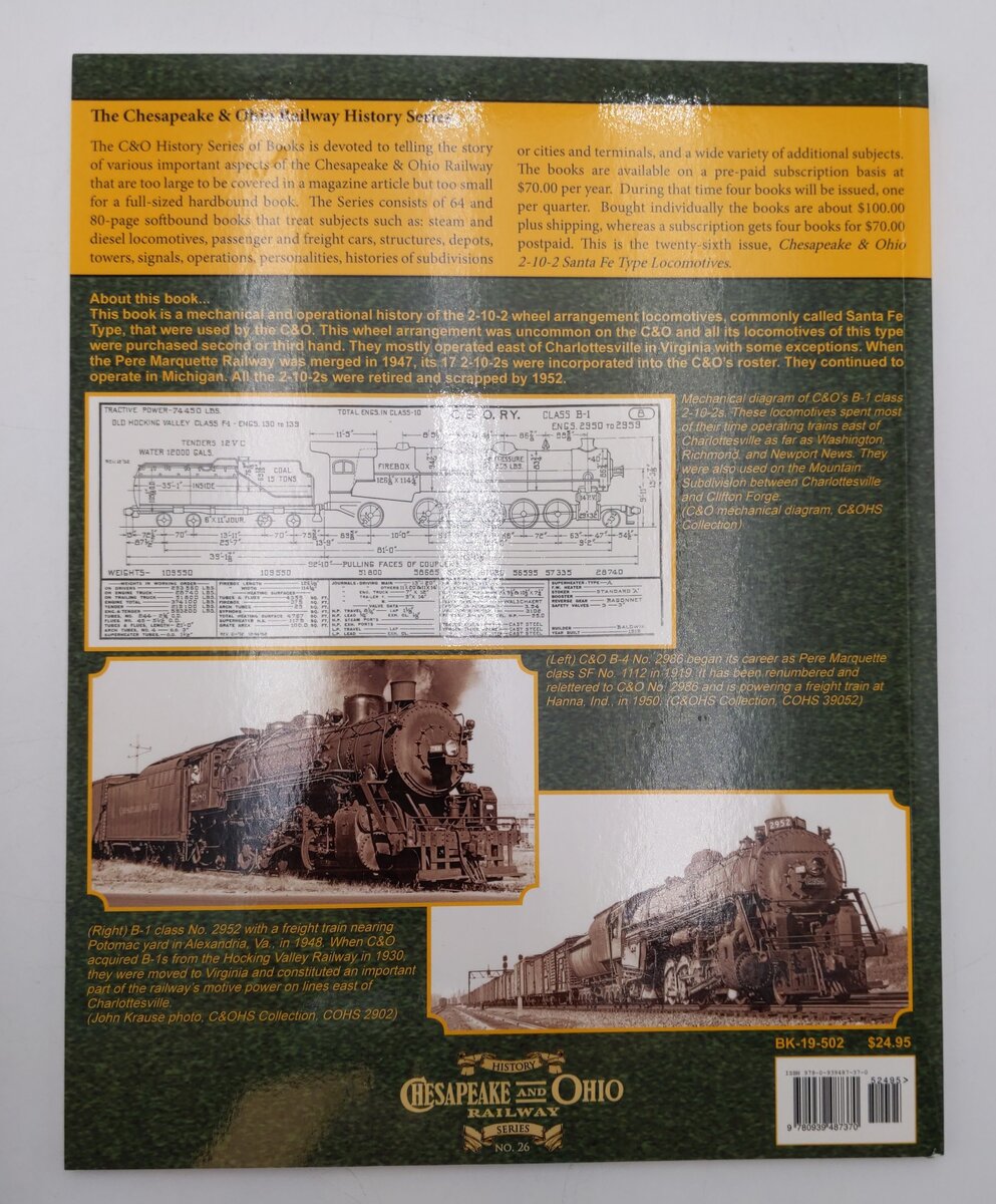 Chesapeake & Ohio 2-10-2 Santa Fe Type Steam Locomotives Paperback Book VG
