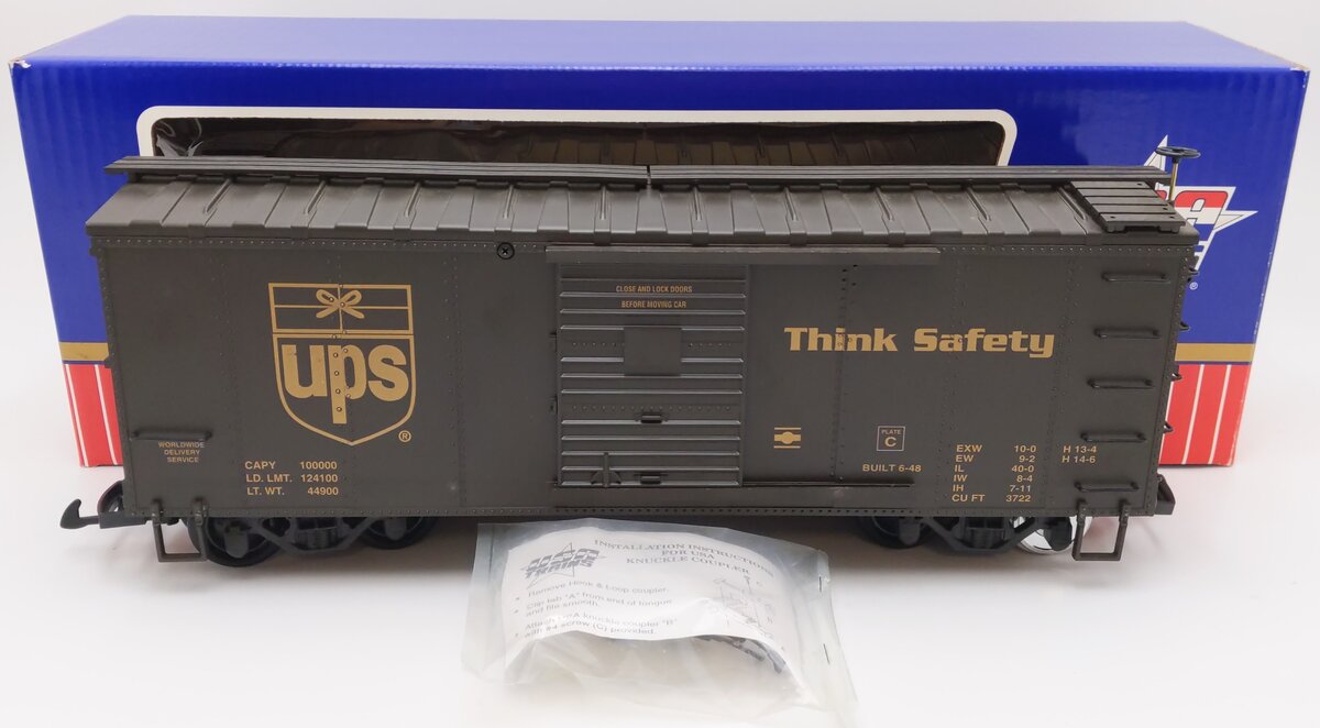 USA Trains G Scale UPS Boxcar w/ETD EX/Box