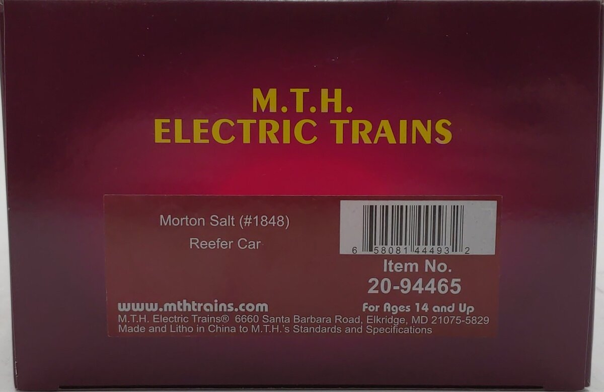 MTH 20-94465 O Scale Morton Salt Premier Reefer Car #1848 LN/Box
