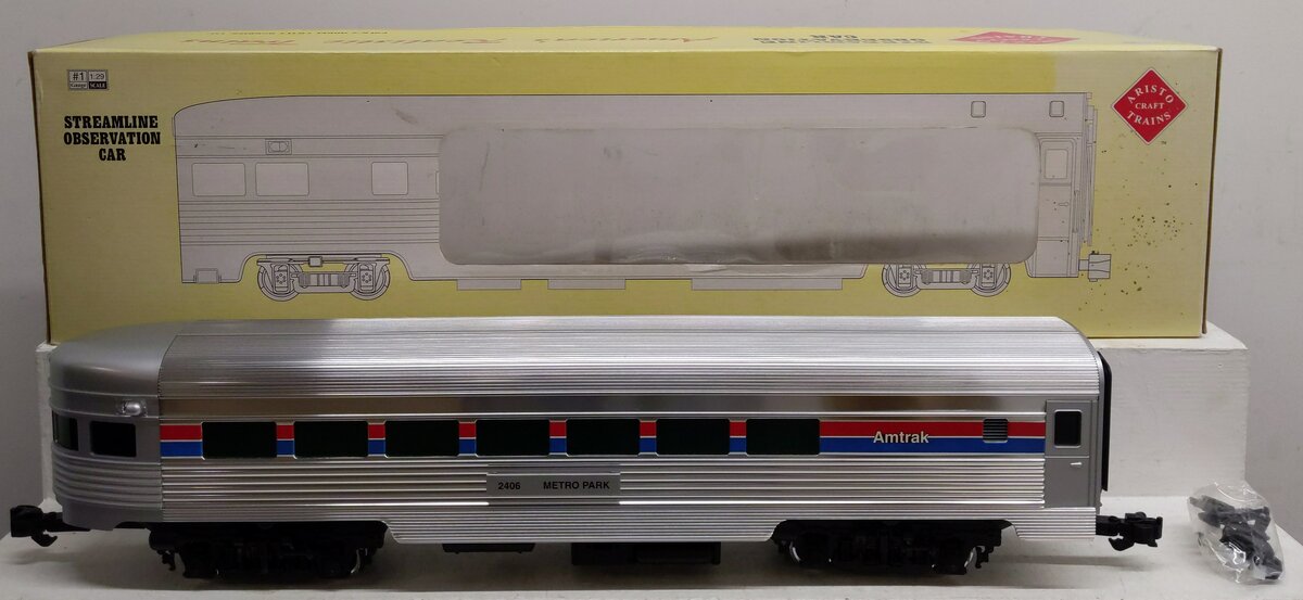 Aristo-Craft 32406 G Scale Amtrak Streamlined Metro Park Observation Car LN/Box