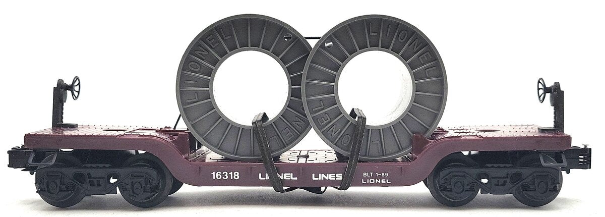 Lionel 6-16318 O Gauge Lionel Lines Depressed Flatcar with Cable Reels LN/Box
