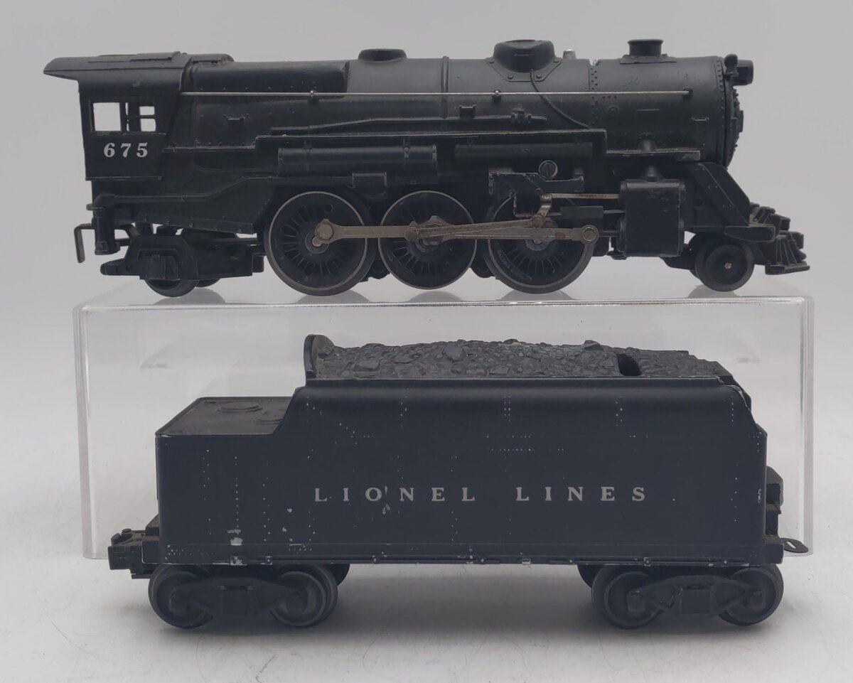 Lionel 675 Vintage O 2-6-2 K4 Pacific Diecast Steam Locomotive w/ 6466WX Tender VG