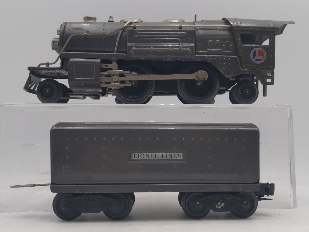 Lionel 259E Vintage O Gray 2-4-2 Streamlined Steam Locomotive & Tender VG