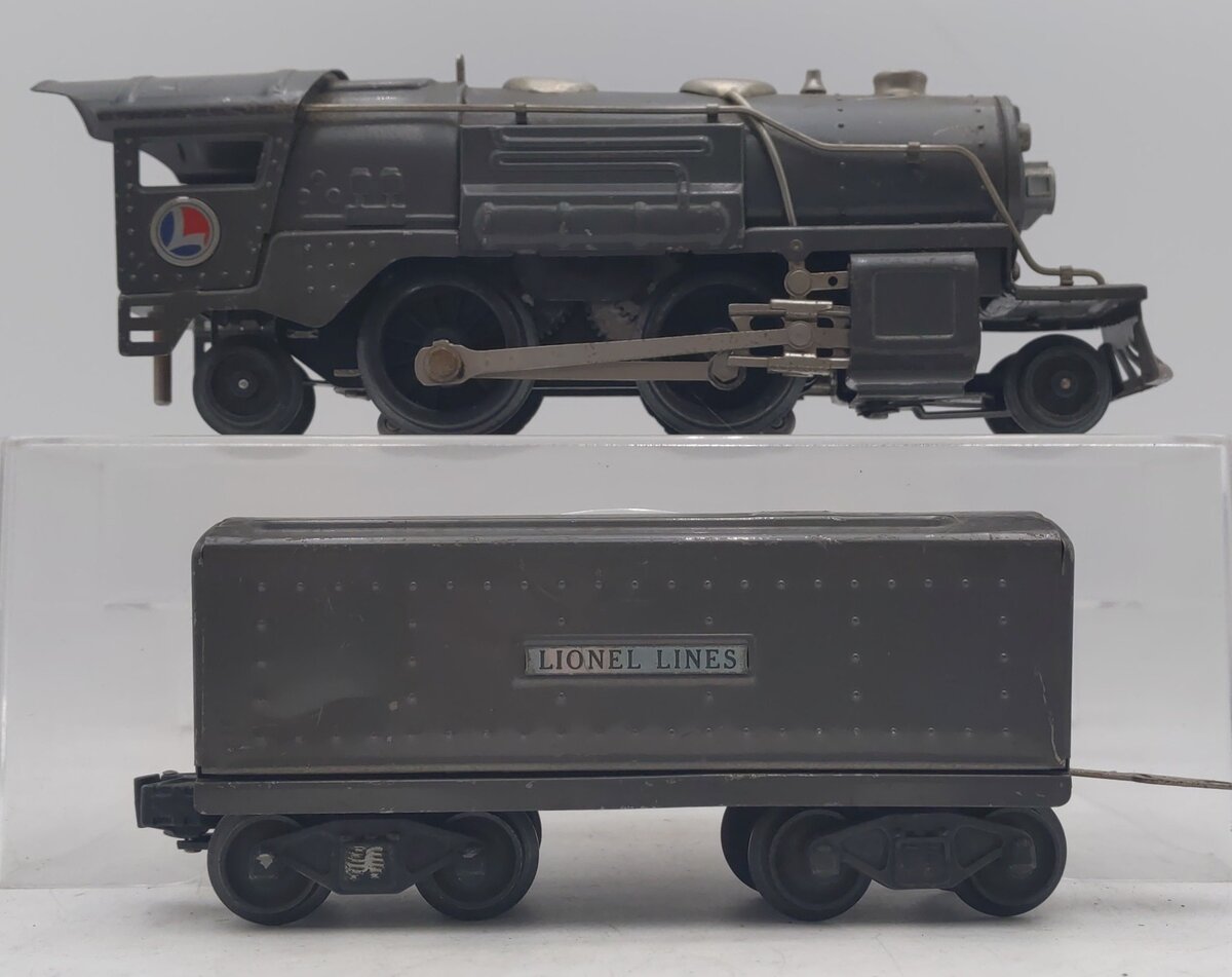 Lionel 259E Vintage O Gray 2-4-2 Streamlined Steam Locomotive & Tender VG