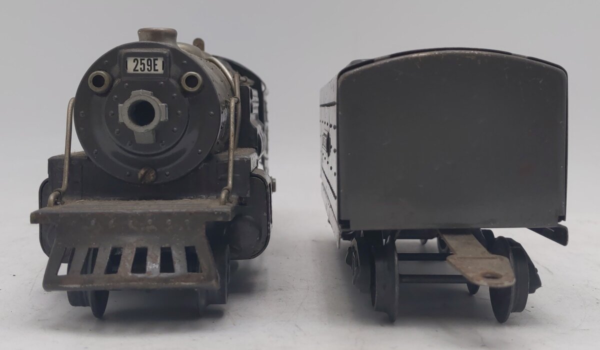 Lionel 259E Vintage O Gray 2-4-2 Streamlined Steam Locomotive & Tender VG