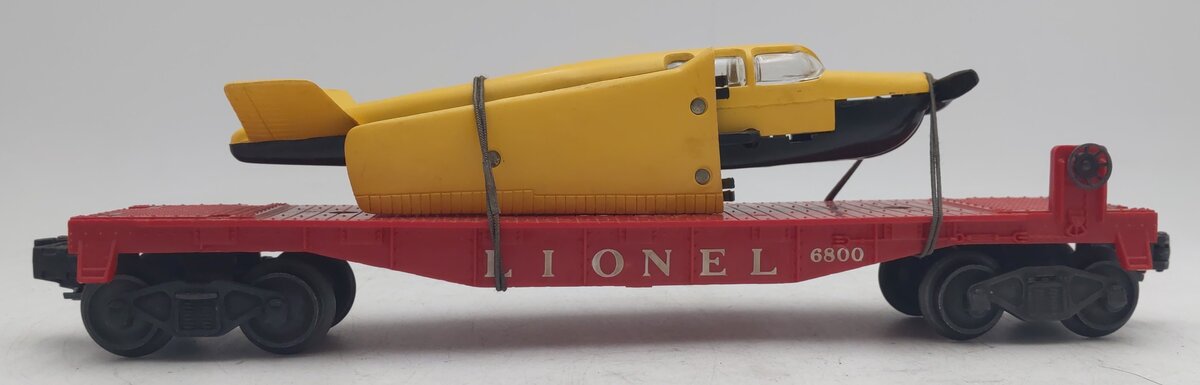 Lionel 6800 Vintage O Flatcar with Yellow over Black Airplane EX/Box