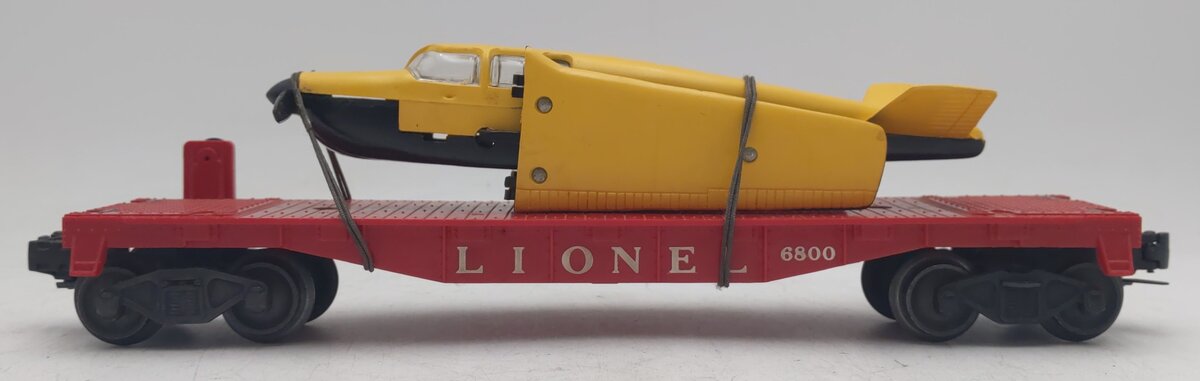 Lionel 6800 Vintage O Flatcar with Yellow over Black Airplane EX/Box