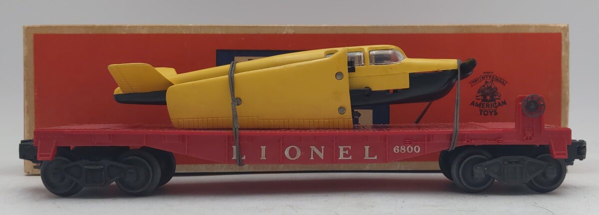 Lionel 6800 Vintage O Flatcar with Yellow over Black Airplane EX/Box