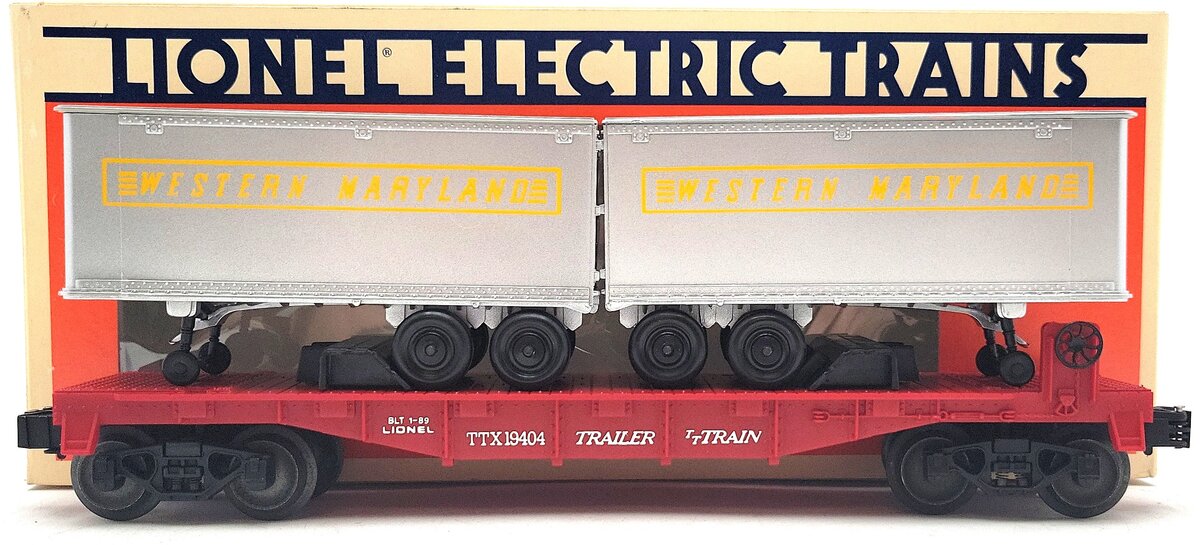 Lionel 6-19404 O Gauge Western Maryland Flatcar with Trailers #19404 LN/Box