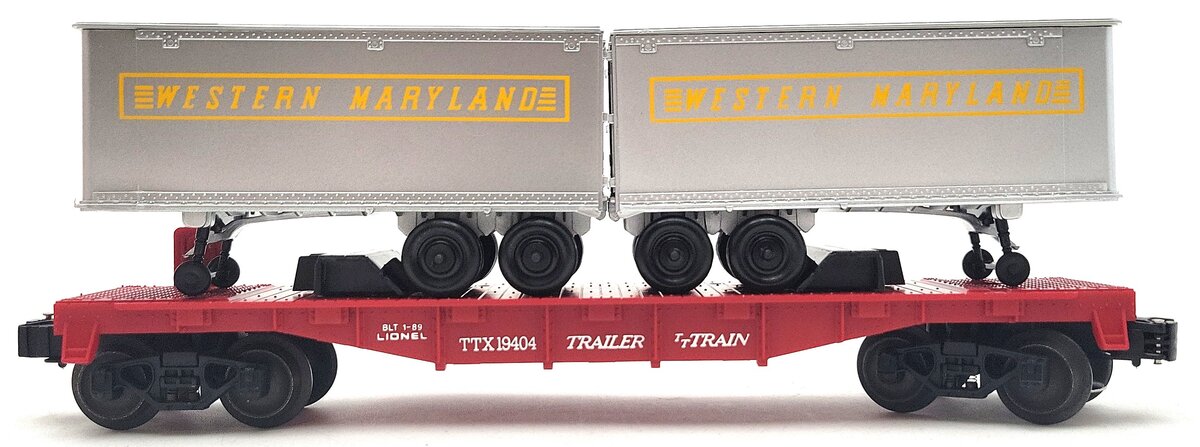 Lionel 6-19404 O Gauge Western Maryland Flatcar with Trailers #19404 LN/Box