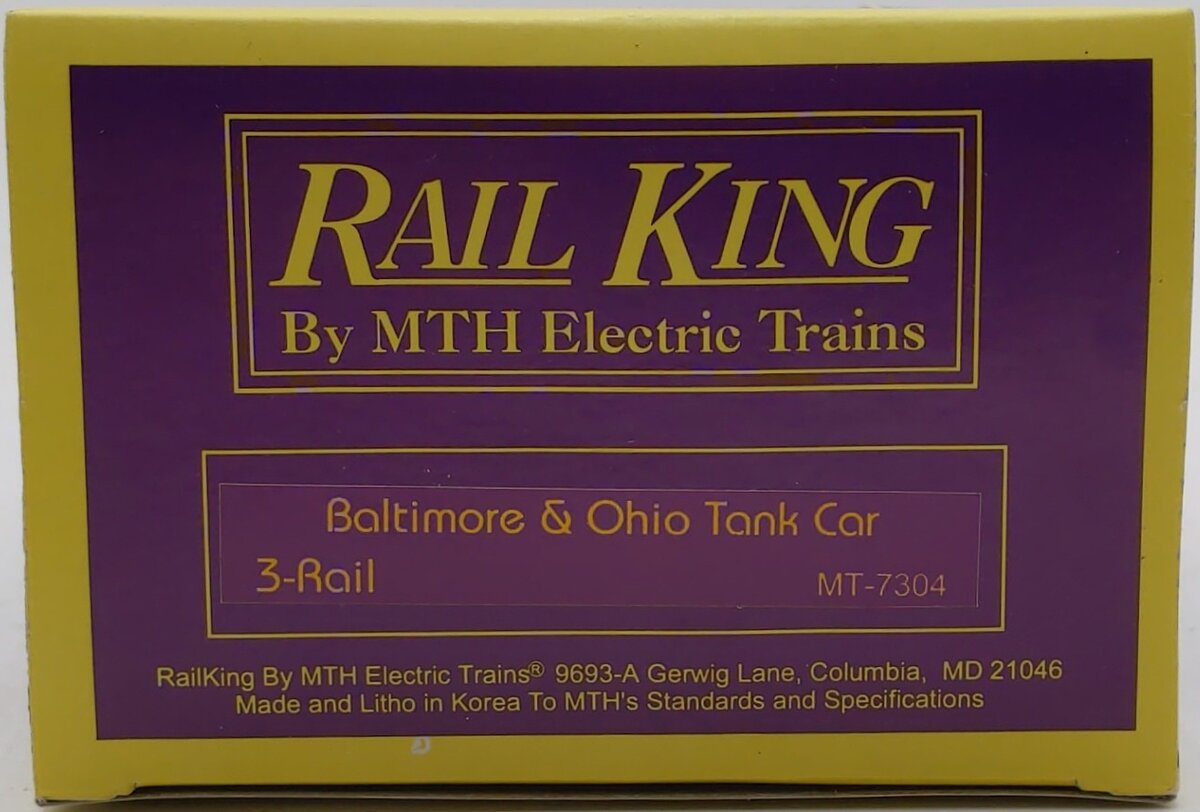 MTH 20-7304 O Gauge Baltimore & Ohio Tank Car LN/Box
