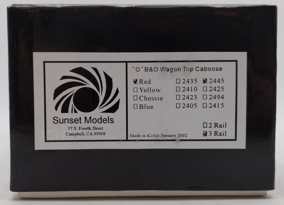 Sunset Models 2445 BRASS O Scale B&O Wagon Top Red Caboose #2445 (2Rail) EX/Box