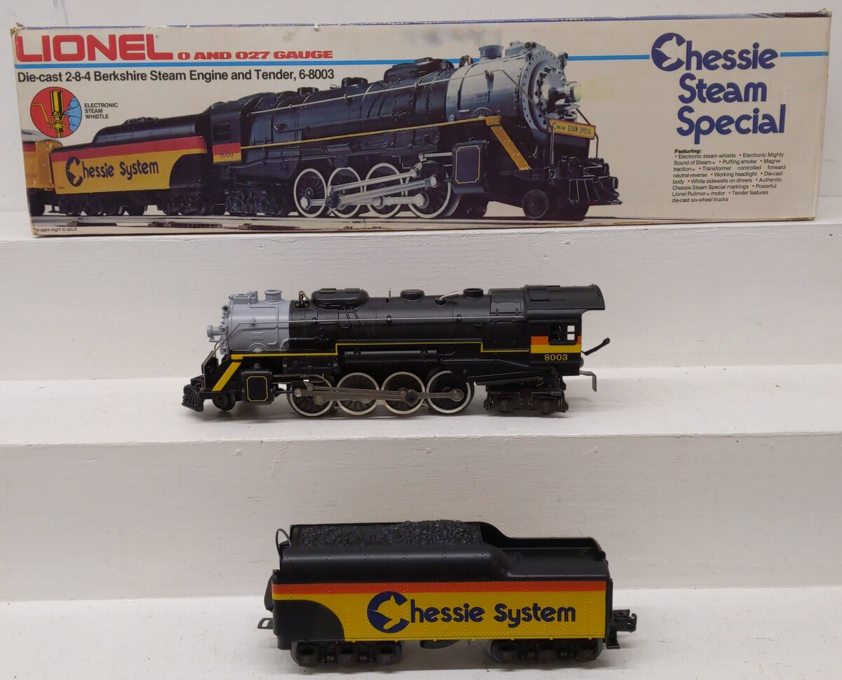 Lionel 6-8003 O Gauge Chessie 2-8-4 Berkshire Steam Locomotive & Tender #8003 EX/Box