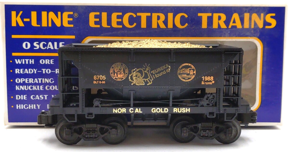 K-Line K-6705 O Gauge 1988 TCA Norcal Gold Rush Ore Car w/Ore Load VG/Box