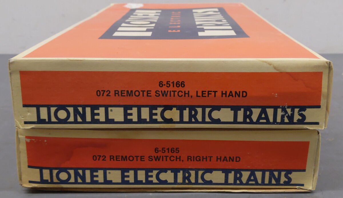 Lionel 6-5165/6-5166 O O72 Left & Right Hand Remote Switch Turnout (Pack of 2) VG/Box