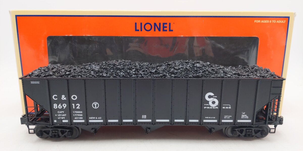 Lionel 6-27165 O C&O 3-Bay Open Hopper #86912 LN/Box