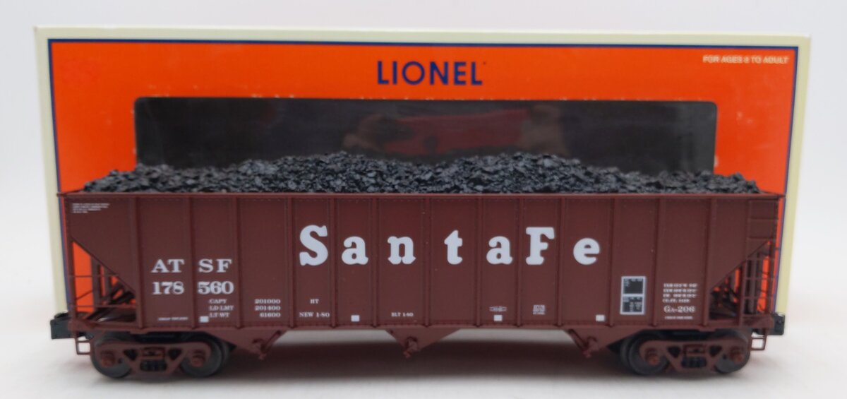 Lionel 6-27176 O Gauge Santa Fe 3-Bay Hopper Car #178560 LN/Box
