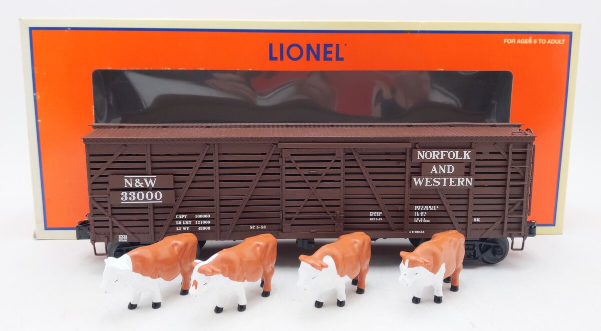 Lionel 6-17712 O Gauge Norfolk & Western ACF 40-Ton Stock Car #33000 EX/Box