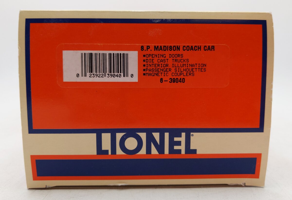 Lionel 6-39040 O Gauge Southern Pacific Madison Coach Car #1975 EX/Box