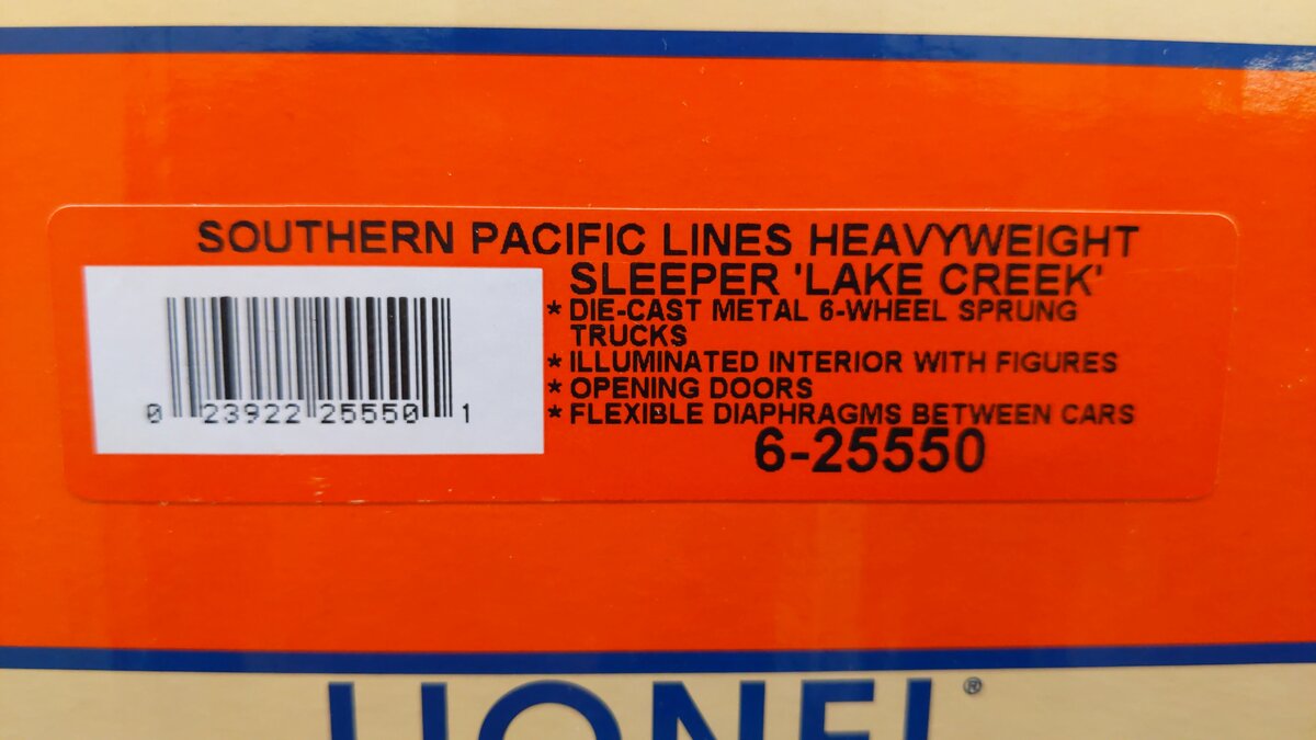 Lionel 6-25507 O Gauge Southern Pacific Daylight Heavyweight Passenger 2-Car Set VG/Box