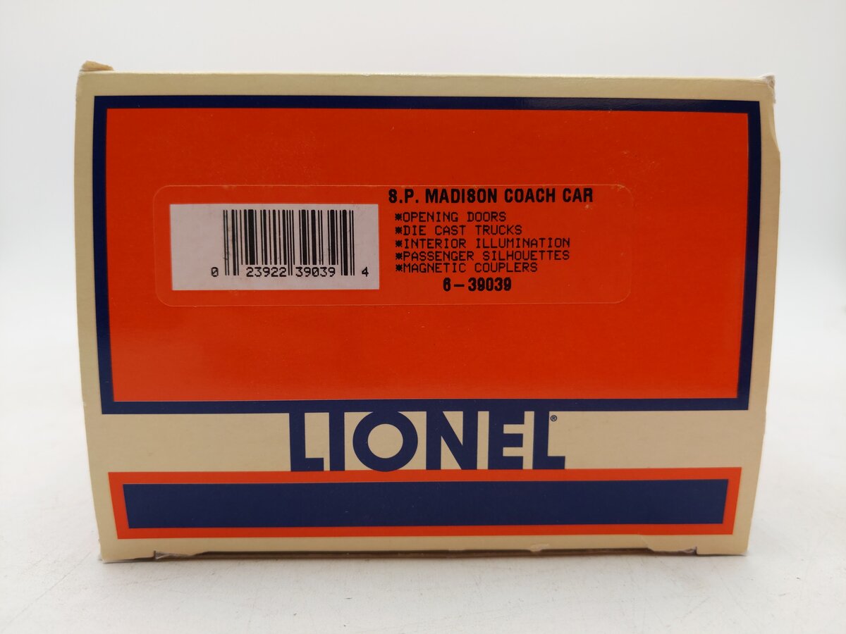 Lionel 6-39039 O Gauge Sothern Pacific Madison Coach Car #1978 EX/Box
