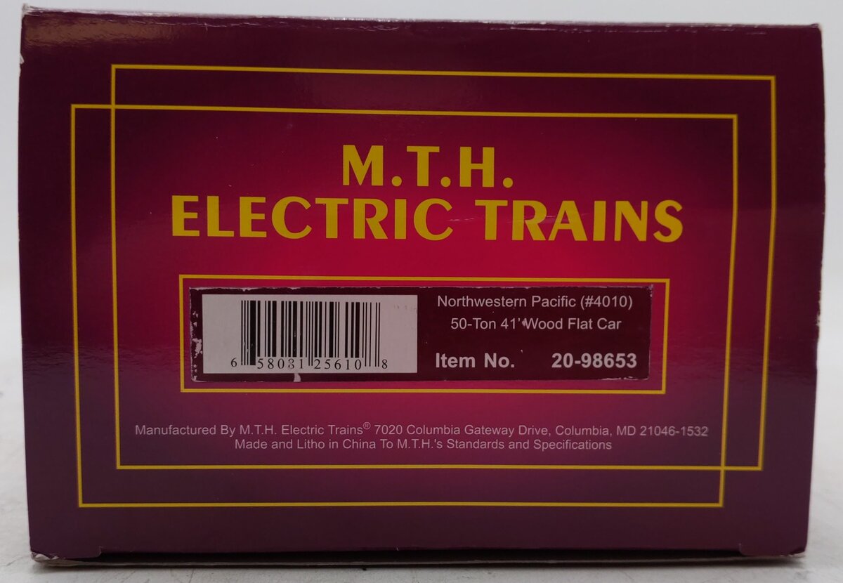 MTH 20-98653 Northwestern Pacific 41’ Wood Flat Car EX/Box