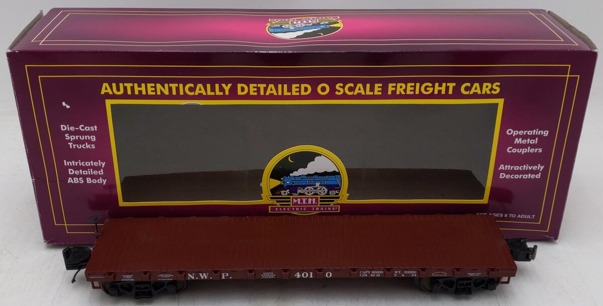 MTH 20-98653 Northwestern Pacific 41’ Wood Flat Car EX/Box