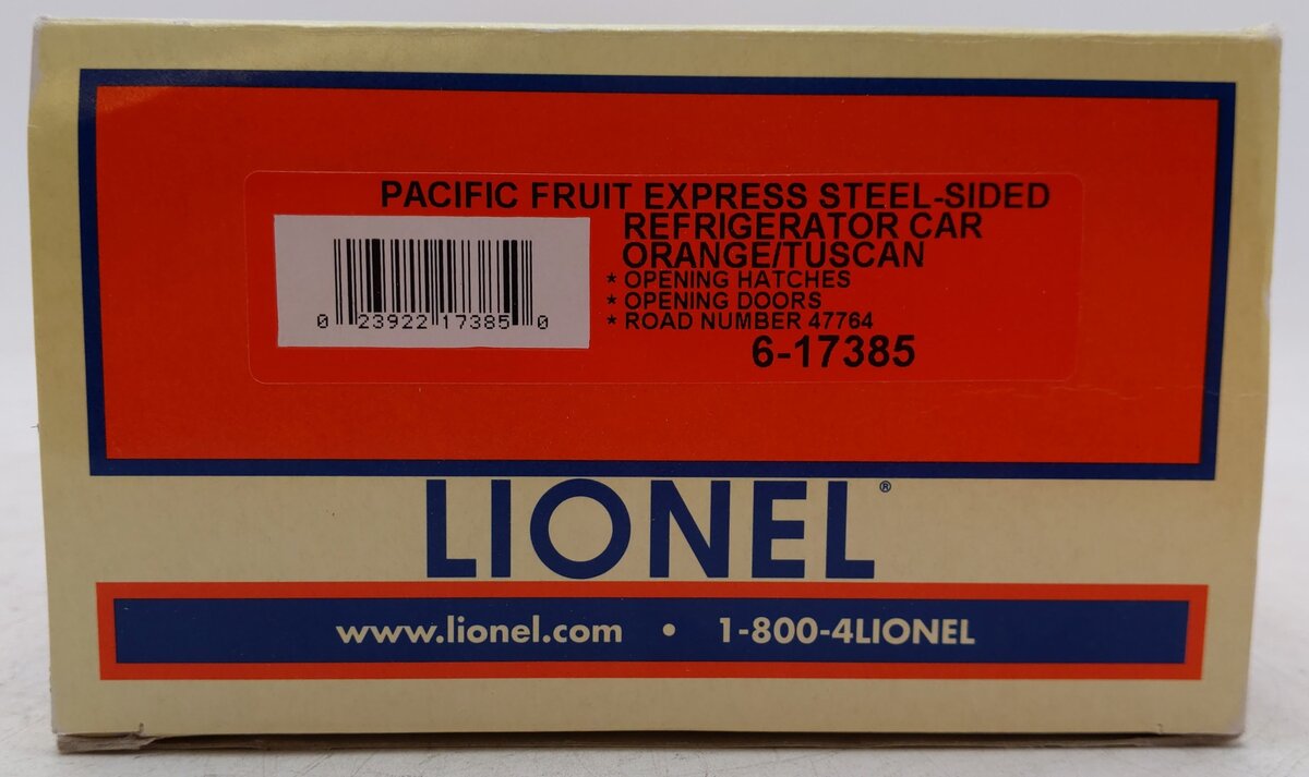 Lionel 6-17385 O Gauge Pacific Fruit Express Steel-Sided Refrigerator Car #47764 EX/Box