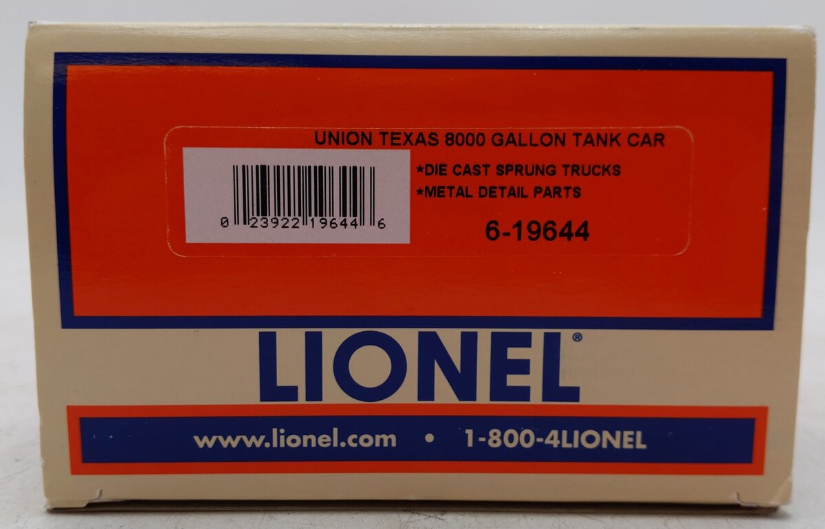 Lionel 6-19644 O Gauge Union Texas 8000 Gallon Tank Car #9922 VG/Box