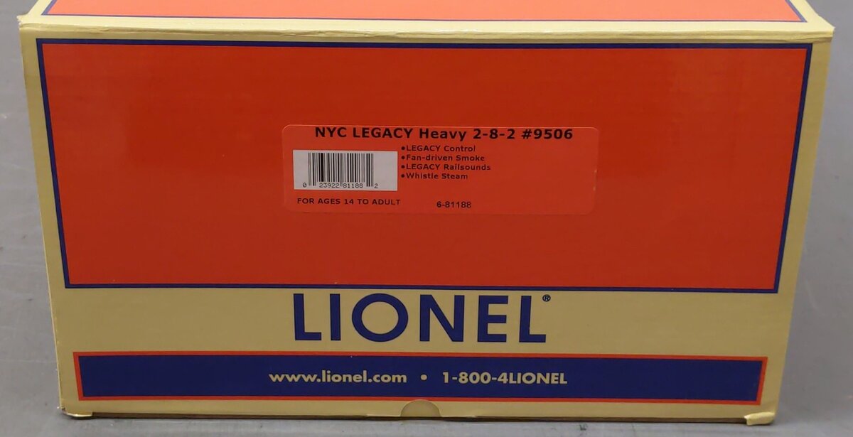 Lionel 6-81188 O BTO NYC 2-8-2 Heavy Mikado Steam Locomotive #9506 EX/Box