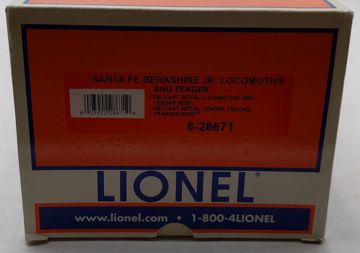 Lionel 6-28671 O Santa Fe 2-8-4 Berkshire Steam Locomotive & Tender #4193 EX/Box