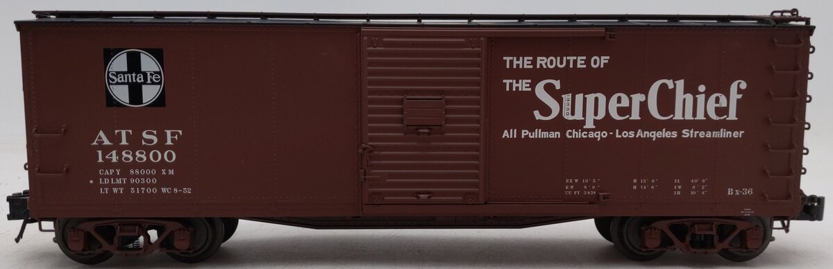Atlas 6491-8 O Gauge Santa Fe Super Chief Steel Re-Built Boxcar #148800 (3 Rail) LN/Box