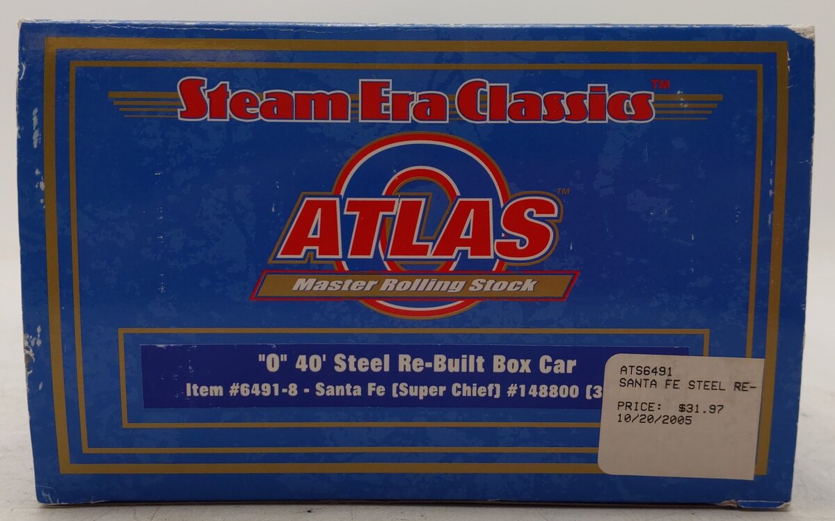 Atlas 6491-8 O Gauge Santa Fe Super Chief Steel Re-Built Boxcar #148800 (3 Rail) LN/Box