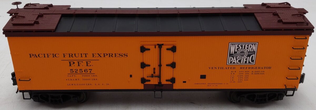 Atlas 8179-2 O Gauge WP/PFE 40' Wood Reefer Car #52567 (3-Rail) EX/Box