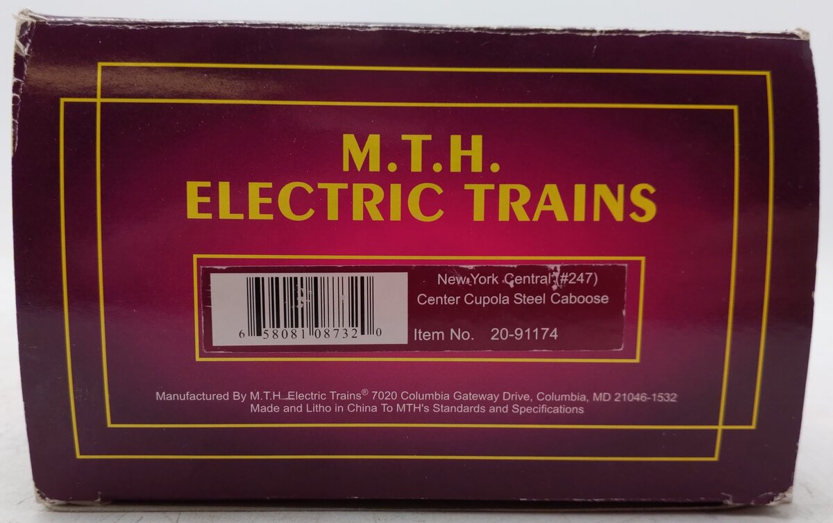 MTH 20-91174 O Gauge New York Central Center Cupola Caboose #247 EX/Box