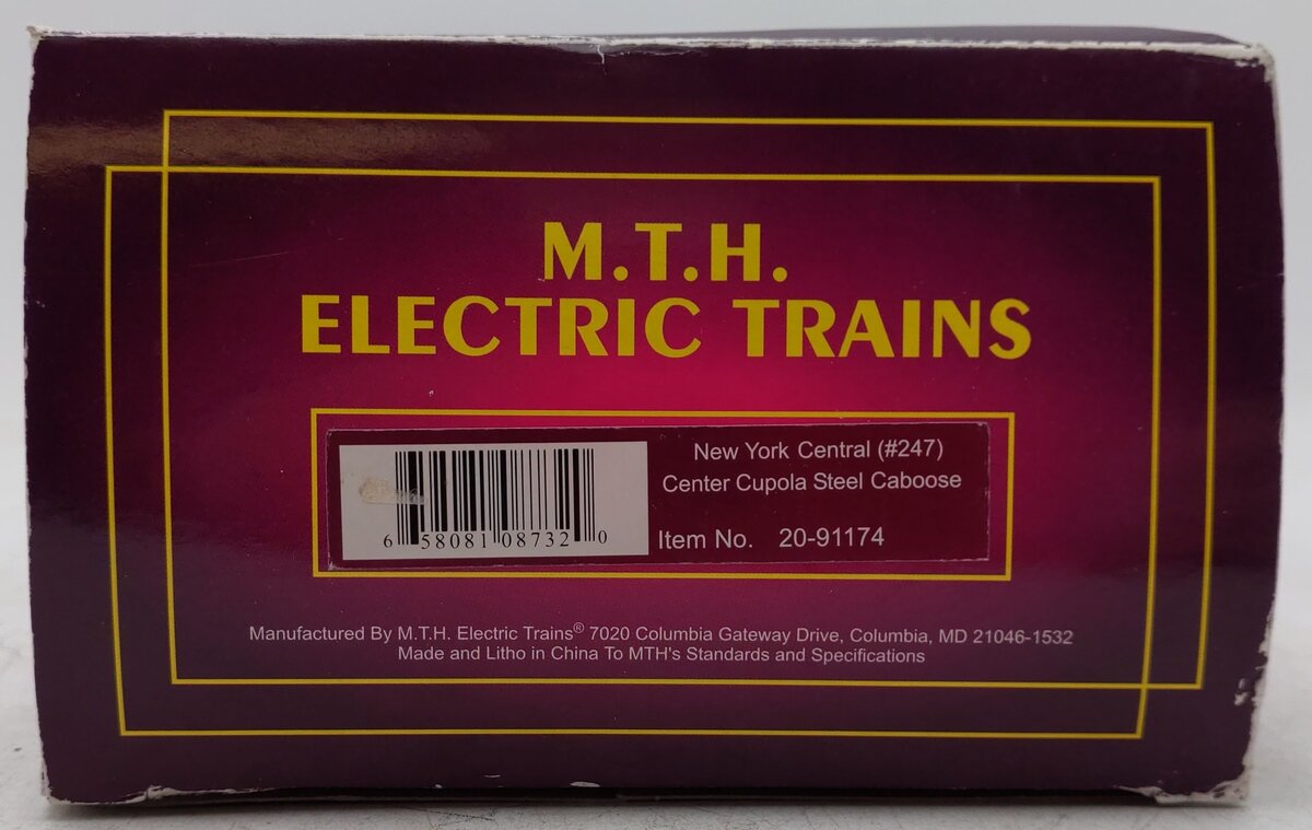 MTH 20-91174 O Gauge New York Central Center Cupola Caboose #247 EX/Box