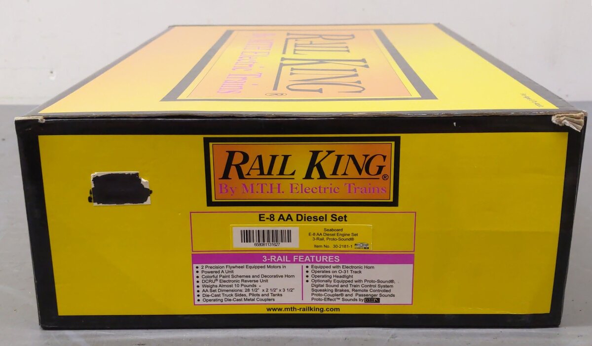 MTH 30-2181-1 O Gauge Seaboard E-8 AA Diesel Engine Set w/PS1 #3053/3054 EX/Box