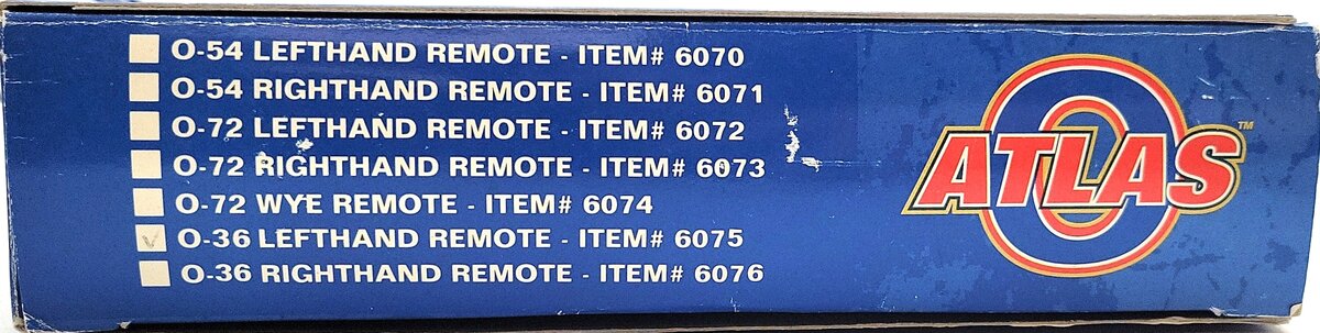 Atlas 6075 O Nickel Silver O-36 Left Hand Remote Switch Turnout EX/Box