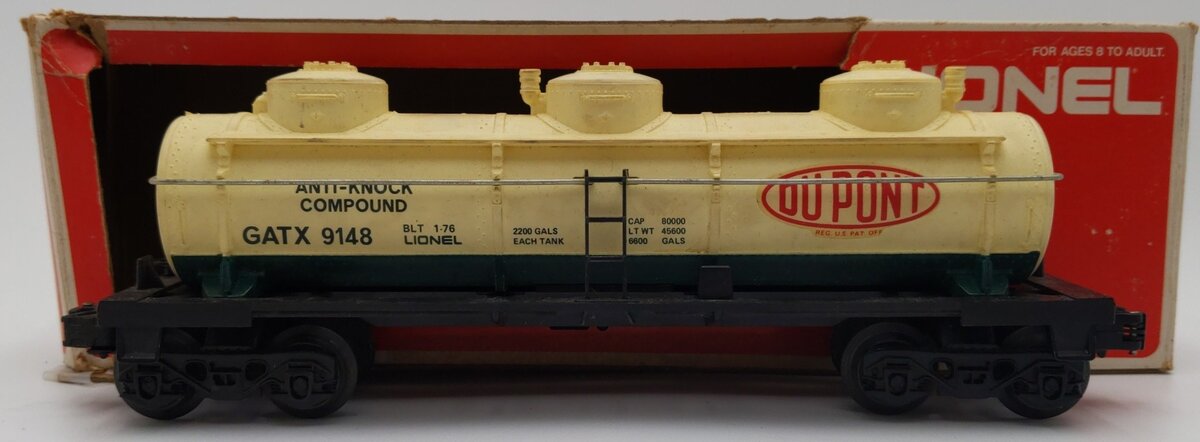 Lionel 6-9148 O Gauge DuPont Triple Dome Tank Car #9148/Box
