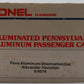 Lionel 6-9574 O Gauge Pennsylvania "Alexander Hamilton" Aluminum Observation Car EX/Box