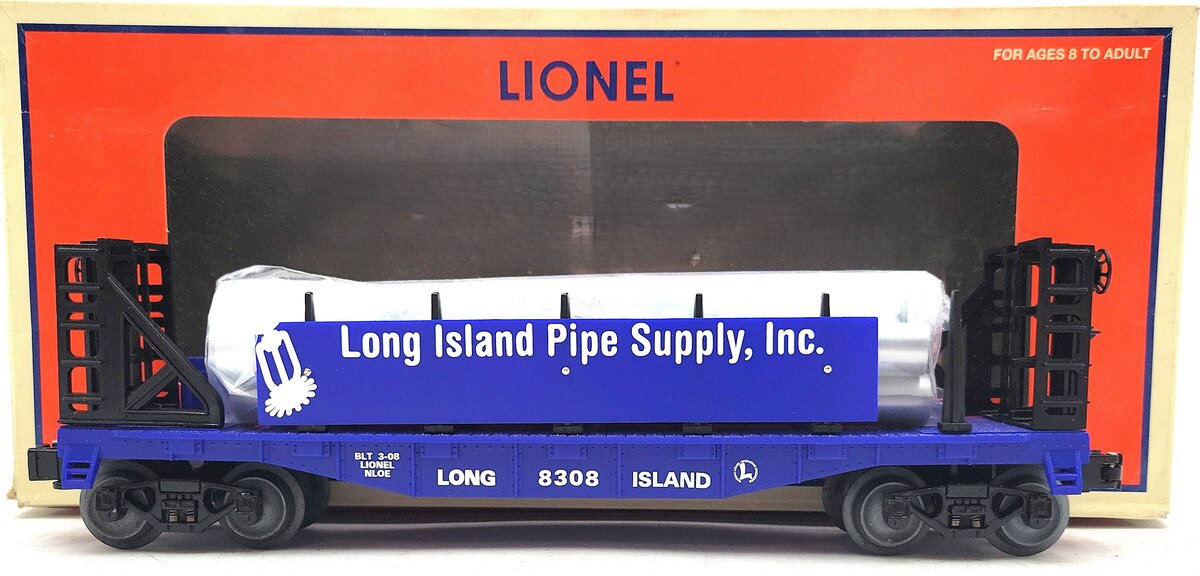 Lionel 6-52480 O Gauge NLOE 2008 Long Island Flatcar w/Pipes LN/Box